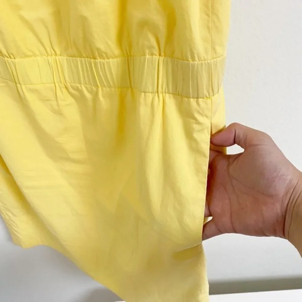Vince yellow 100% cotton sleeve less straight cut dress